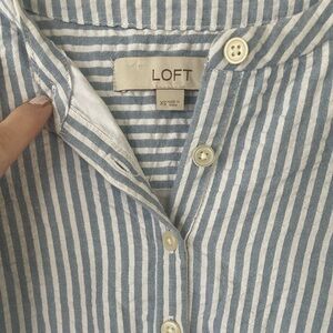 LOFT blue and white striped seersucker dress size XS